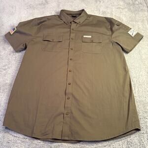 Grunt Style Men's Size XL Shirt Green Military Short Sleeve Button Down Flag